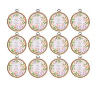 PATIKIL 12 Pieces 4.2" Embroidery Hoops Frame Imitated Wood Circle Cross Stitch Hoop Ring for Embroidery Art Craft Handy Sewing Decoration