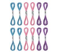 PATIKIL 12 Skeins Embroidery Floss, Metallic Embroidery Thread Nylon Threads Bracelets String for Cross-Stitch Hand Embroidery, Blue/Pink/Purple