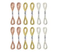 PATIKIL 12 Skeins Embroidery Floss, Metallic Embroidery Thread Nylon Threads Bracelets String for Cross-Stitch Hand Embroidery, Bronze/Silver/Light Gold