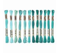 PATIKIL 12 Skeins Embroidery Floss Polyester Embroidery Threads Bracelets String for Cross-Stitch Hand Embroidery, Light Green