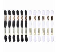 PATIKIL 12 Skeins Embroidery Floss Polyester Embroidery Threads Bracelets String for Cross-Stitch Hand Embroidery, Black/White