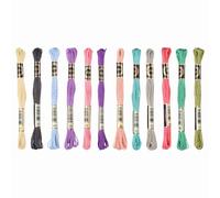 PATIKIL 12 Skeins Embroidery Floss Polyester Embroidery Threads Bracelets String for Cross-Stitch Hand Embroidery, Morandi Colors