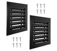 PATIKIL 12 x 12 Inch Gable Vent, 2PCS Aluminum Alloy Wall Shed Vents Square Louver Air Grille with Stainless Strainer for House Attic Garage Ceiling, 10 x 10 Inch Duct Opening Size, Black
