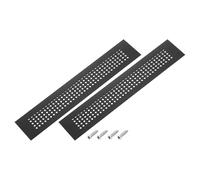 PATIKIL 12 x 2 Inch Door Air Vent Cover, 2 Pcs Aluminum Grille Ventilation Cover Louvered Diamond Hole with Mounting Screws for Cabinet Wardrobe Door, Black