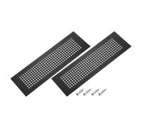 PATIKIL 12 x 3 Inch Door Air Vent Cover, 2 Pcs Aluminum Grille Ventilation Cover Louvered Diamond Hole with Mounting Screws for Cabinet Wardrobe Door, Black