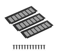 PATIKIL 12 x 4 Inch(300mm x 100mm) Rectangle Ventilation Grille, 3PCS Aluminum Air Vent Cover Louvered Ventilation Cover with Mounting Screws for Cabinet Closet Door Wardrobe, Black