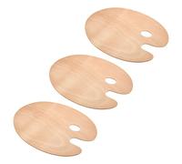 PATIKIL 12"x16" Wooden Oval Artist Palette with Thumb Holes, 3 Pack Wooden Paint Palette, Wood Color