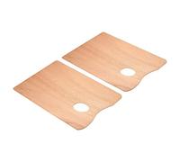 PATIKIL 12"x16" Wooden Paint Palette, 2 Pack Wooden Rectangular Art Palette with Thumb Hole, Wood Color