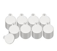 PATIKIL 120 Pcs 3/8 Inch Round Metal Stamping Blanks, Stainless Steel Silver Tone Blank Tags with Hole for Metal Stamping Tag, Jewelry Making, Engraving