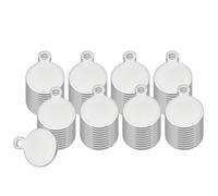 PATIKIL 120 Pcs 5/16 Inch Round Metal Stamping Blanks, Stainless Steel Silver Tone Blank Tags with Hole for Metal Stamping Tag, Jewelry Making, Engraving