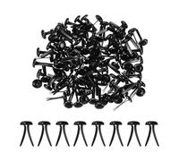 PATIKIL 120 Pcs Brads Paper Fasteners, 15 x 8 mm Metal Round Head Split Pins, Prong Brads for Scrapbooking Leather Craft Decorative DIY Supplies, Black