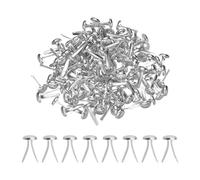 PATIKIL 120 Pcs Brads Paper Fasteners, 15 x 8 mm Metal Round Head Split Pins, Prong Brads for Scrapbooking Leather Craft Decorative DIY Supplies, Nickel Color
