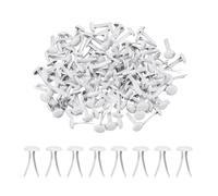 PATIKIL 120 Pcs Brads Paper Fasteners, 9 x 5 mm Metal Round Head Split Pins, Prong Brads for Scrapbooking Leather Craft Decorative DIY Supplies, White