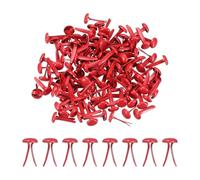 PATIKIL 120 Pcs Brads Paper Fasteners, 9 x 5 mm Metal Round Head Split Pins, Prong Brads for Scrapbooking Leather Craft Decorative DIY Supplies, Red