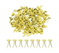 PATIKIL 120 Pcs Brads Paper Fasteners, 9 x 5 mm Metal Round Head Split Pins, Prong Brads for Scrapbooking Leather Craft Decorative DIY Supplies, Yellow