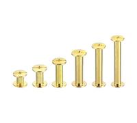 PATIKIL 120 Sets Chicago Screws, M5 Chicago Screw Phillips Binding Post Screw Rivets Steel Brass Plated for Leather Belt Scrapbook Photo Albums, 5mm,10mm,15mm,25mm,35mm,45mm