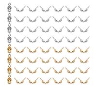 PATIKIL 1200 Pcs Light Gold Tone Dark Silver Tone Metal Crimp Bead Tips Knot Cover Flip-Up Bead Tip for Jewelry Findings