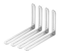 PATIKIL 120mm x 165mm Adjustable Flat Mending Plate with Slot, 4Pcs Stainless Steel Slidable Slotted Flat Straight Mending Plate Support Brace Brackets for Wood Furniture Silver