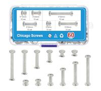PATIKIL 120Pcs Chicago Screws, M5 x 6/10/20/30/40/50mm Carbon Steel Chicago Screw Phillips Binding Post Screw Rivets for Leather Belt Scrapbook, Silver
