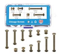 PATIKIL 120Pcs Chicago Screws, M5 x 6/10/20/30/40/50mm Carbon Steel Chicago Screw Phillips Binding Post Screw Rivets for Leather Belt Scrapbook, Bronze