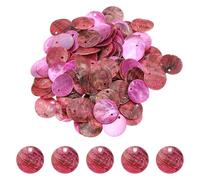 PATIKIL 120Pcs Shell Beads for Jewelry Making, 15mm Natural Flat Round Shell Coin Charms Seashells for Crafting Handcraft Clothing Decor, Rose Red