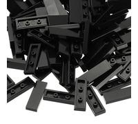 PATIKIL 122 Pcs Flat Blocks Bulk, 1x3 Square Black Classic Tiles Smooth Surface Mini Building Blocks Accessories Compatible Bricks Kits for Building Floor Walls Mosaic Pixel Arts