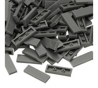 PATIKIL 122 Pcs Flat Blocks Bulk, 1x3 Square Dark Gray Classic Tiles Smooth Surface Mini Building Blocks Accessories Compatible Bricks Kits for Building Floor Walls Mosaic Pixel Arts