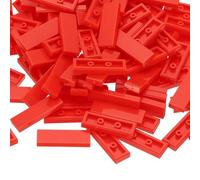 PATIKIL 122 Pcs Flat Blocks Bulk, 1x3 Square Red Classic Tiles Smooth Surface Mini Building Blocks Accessories Compatible Bricks Kits for Building Floor Walls Mosaic Pixel Arts
