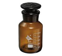 PATIKIL 125mL Reagent Media Bottle, 1Pcs Round 3.3 Borosilicate Glass Graduated Storage Bottle with Amber Cap for Chemistry Lab Universities Home, Amber
