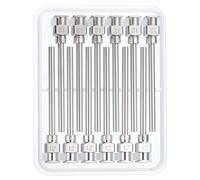PATIKIL 12Ga x 1.5 Inch Stainless Steel Dispensing Needle Tips, 12Pcs Metal Glue Needle Tube Blunt Tips Luer Lock for Thick Glue Ink Lab, Silver