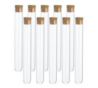 PATIKIL 12ml Test Tubes, 10pcs 4.92x0.63in Glass Clear Round Bottom Test Tube Containers with Cork Stopper for Bead Party Candy Bath Salt Storage Scientific Experiment Plant Propagation