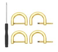 PATIKIL 12mm(1/2 Inch) D-Rings Screw in Shackle, 4 Pcs Horseshoe Clasp U Shape D Rings with Screwdriver for Purse Keychain Strap Buckle DIY Leather Craft, Gold