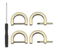 PATIKIL 12mm(1/2 Inch) D-Rings Screw in Shackle, 4 Pcs Horseshoe Clasp U Shape D Rings with Screwdriver for Purse Keychain Strap Buckle DIY Leather Craft, Aged Gold