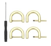 PATIKIL 12mm(1/2 Inch) D-Rings Screw in Shackle, 4 Pcs Horseshoe Clasp U Shape D Rings with Screwdriver for Purse Keychain Strap Buckle DIY Leather Craft, Bronze