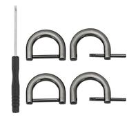 PATIKIL 12mm(1/2 Inch) D-Rings Screw in Shackle, 4 Pcs Horseshoe Clasp U Shape D Rings with Screwdriver for Purse Keychain Strap Buckle DIY Leather Craft, Black