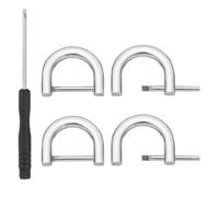 PATIKIL 12mm(1/2 Inch) D-Rings Screw in Shackle, 4 Pcs Horseshoe Clasp U Shape D Rings with Screwdriver for Purse Keychain Strap Buckle DIY Leather Craft, Silver