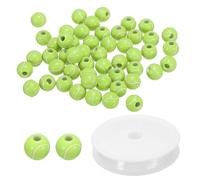 PATIKIL 12mm Acrylic Tennis Beads Bulk, 50 Pack Sports Ball Beads Round Sports Spacer Beads with 4.4 Yard Elastic Rope for DIY Crafts Bracelet Necklace Making, Green