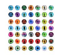 PATIKIL 12mm Dragon Eyes, 100 Pcs Round Glass Eyes Animals Crochet Eyes for Clay Doll Making Craft DIY Findings Jewelry Making, Mix Color