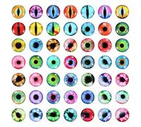 PATIKIL 12mm Dragon Eyes, 100 Pcs Round Glass Eyes Animals Crochet Eyes for Clay Doll Making Craft DIY Findings Jewelry Making, Multicolored