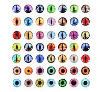 PATIKIL 12mm Dragon Eyes, 100 Pcs Round Glass Eyes Animals Crochet Eyes for Clay Doll Making Craft DIY Findings Jewelry Making, Mixed Color