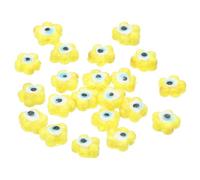 PATIKIL 12mm Evil Eye Beads, 33 Pcs Glass Turkish Evil Eye Charm Flower Spacer Beads Pendant Connector for DIY Art Craft Bracelet Necklace Earrings Making, Yellow