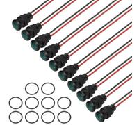 PATIKIL 12mm Green Signal Indicator Lights, 10 Pack AC/DC 12-24V Panel Mount Waterproof Warning Lamps for Industrial Electrical Car Motorcycles Boats Directional Dash Light, Black