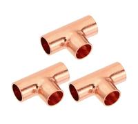 PATIKIL 12mm ID 1mm Thick Tee Copper Fitting, 5pcs 99.9% 3 Way Pure Copper Pipe Fitting Tube Connector with Sweat Solder Connection for Plumbing HVAC Refrigeration System