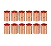 PATIKIL 12mm ID Copper Coupling Fittings, 12 Pcs Rolled Tube Stop Straight Pipe Fitting Welding Joint for HVAC Air Conditioning Plumbing Refrigeration