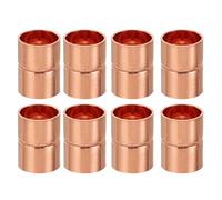 PATIKIL 12mm ID Copper Coupling Fittings, 8 Pcs Rolled Tube Stop Straight Pipe Fitting Welding Joint for HVAC Air Conditioning Plumbing Refrigeration