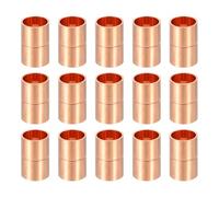 PATIKIL 12mm ID Straight Copper Coupling Fittings, 15 Pcs Rolled Tube Stop Straight Pipe Fitting Welding Joint for HVAC Air Conditioning Plumbing Refrigeration