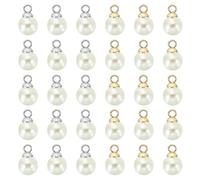 PATIKIL 12mm Pearl Charm, 100pcs Pearl Beads Pendant Charm Beautiful DIY for Jewelry Making Bracelets Earrings Necklace Wedding Crafts, Golden Beige/Silvery Beige