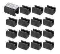 PATIKIL 12mm Rectangle Chair Leg Cover with Felt Pad, 16Pcs Slide Smoothly No Scratches No Noise Furniture Feet Hardwood Protectors Tips Floor Glides Tubing Caps for Office, Black Grey