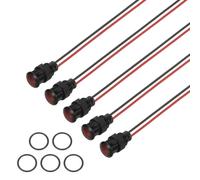 PATIKIL 12mm Red Signal Indicator Lights, 5 Pack AC/DC 12-24V Panel Mount Waterproof Warning Lamps for Industrial Electrical Car Motorcycles Boats Directional Dash Light, Black