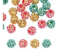 PATIKIL 12mm Resin Rhinestone Beads for Beadable Pen, 30 Pack Ball Disco Sparkly Chunk Round Bubblegum Beads for Beadable Keychain Jewelry Making, Red/Dark Green/Gold